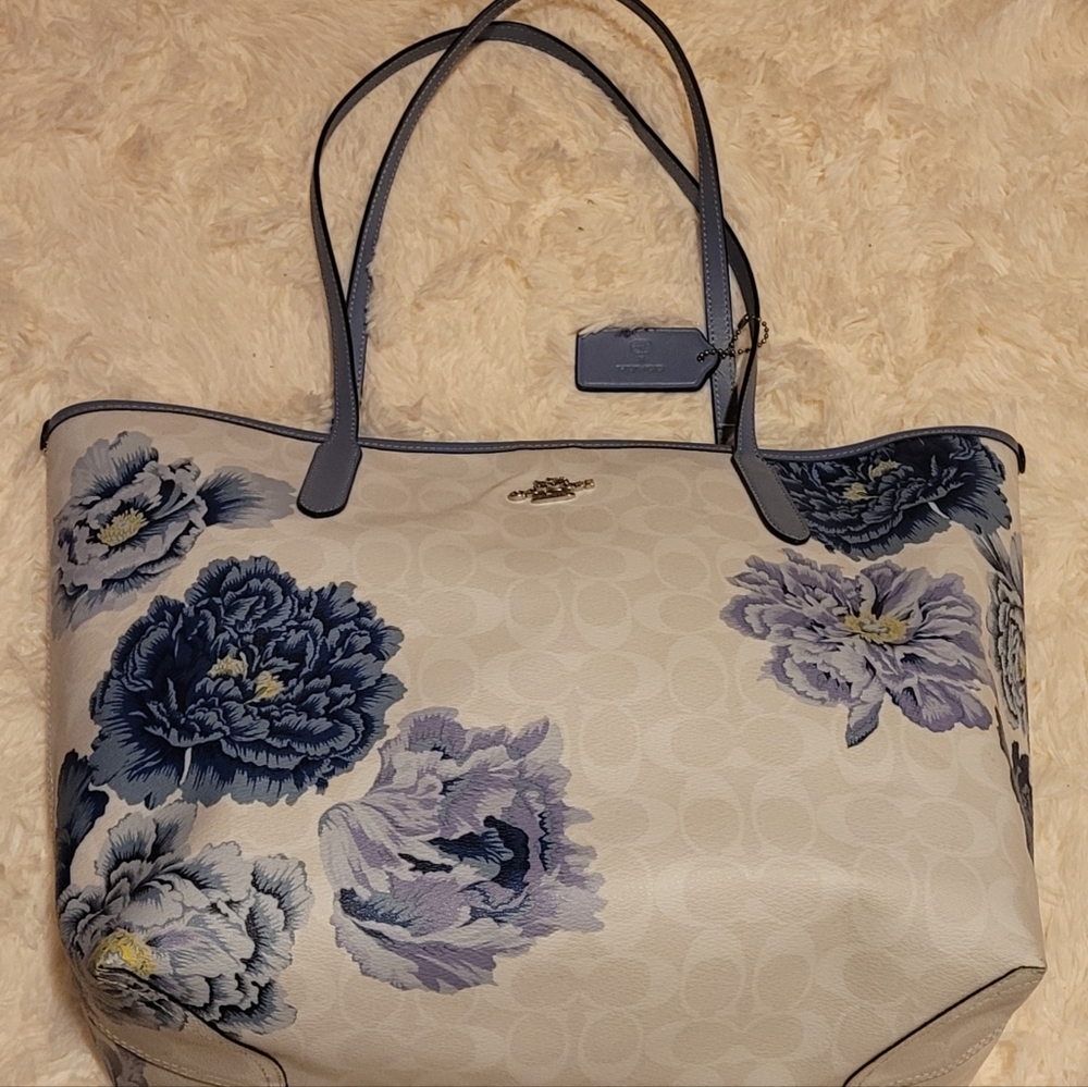 Coach City Tote In Signature Canvas With Kaffe Fassett Print